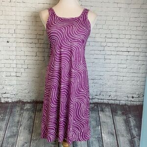 Columbia PFG Omni Freeze Dress Purple Dots S Athleisure Granola Girl Hiking Gorp